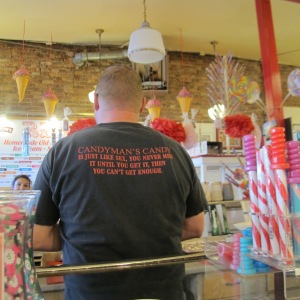 Employees wear t-shirts with catchy sloans.  T-shirts are available for purchase.